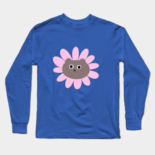 Strange cat in a pink flower Long Sleeve T-Shirt